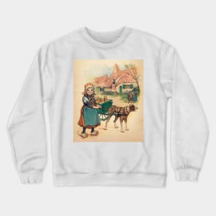 Dutch Girl with Milk Wagon Crewneck Sweatshirt